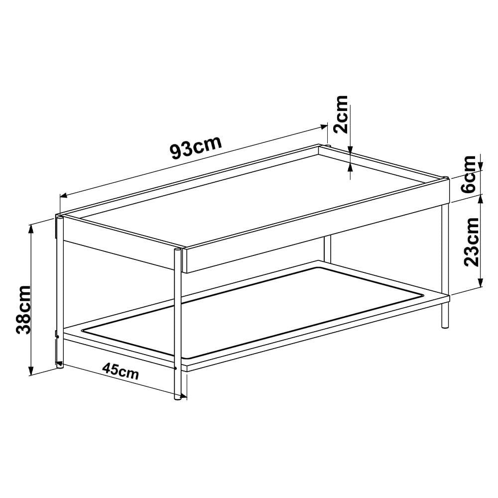 Mesa de Centro Para Sala de Estar Industrial Indy A03 Hanover Dourado - Lyam Decor