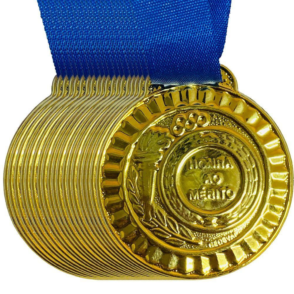 Lote Promocional C- 100 Medalhas Honra Mérito Escolar 4.4cm ouro