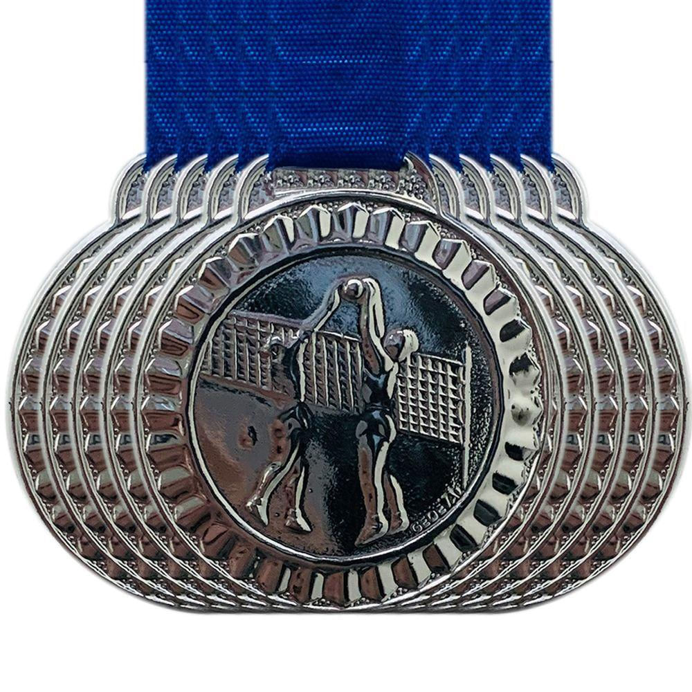 Kit 200 Medalhas 45mm Vôlei Campeonato Esporte Escola Honra prata