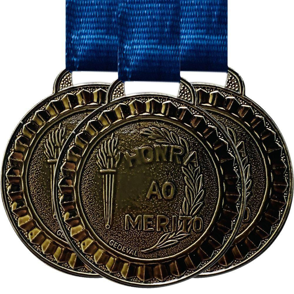 Kit 10 Medalhas Honra Ao Mérito 45mm - Ouro Prata Bronze bronze