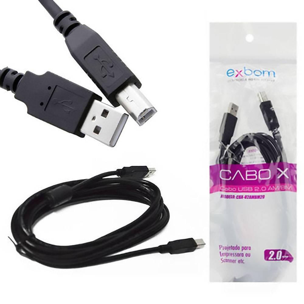 Cabo de Impressora Usb 2.0 A-B para Hp Epson Canon Lexmark - 1,8m