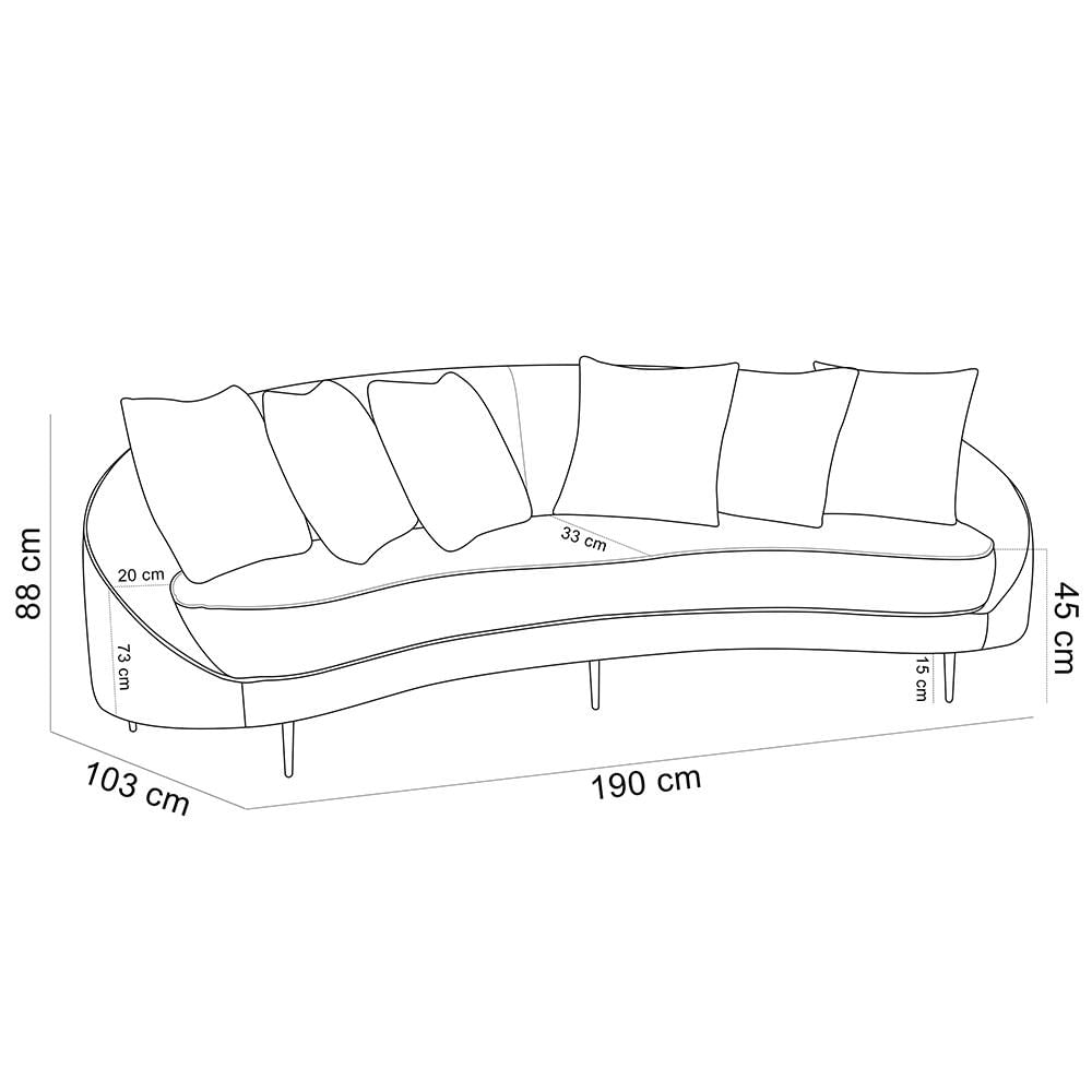 Sofá 3 Lugares Para Sala de Estar Living Orgânico 190cm Moah T03 Linho Bege - Lyam Decor