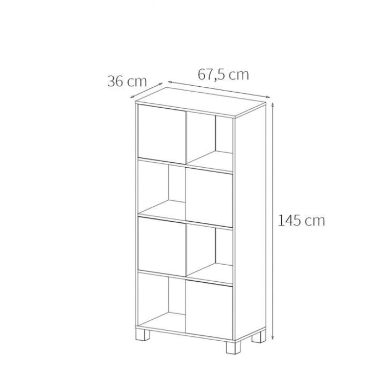 Conjunto de Mesa em L com Estante de Escritório 4 PT Nero Wally Preto