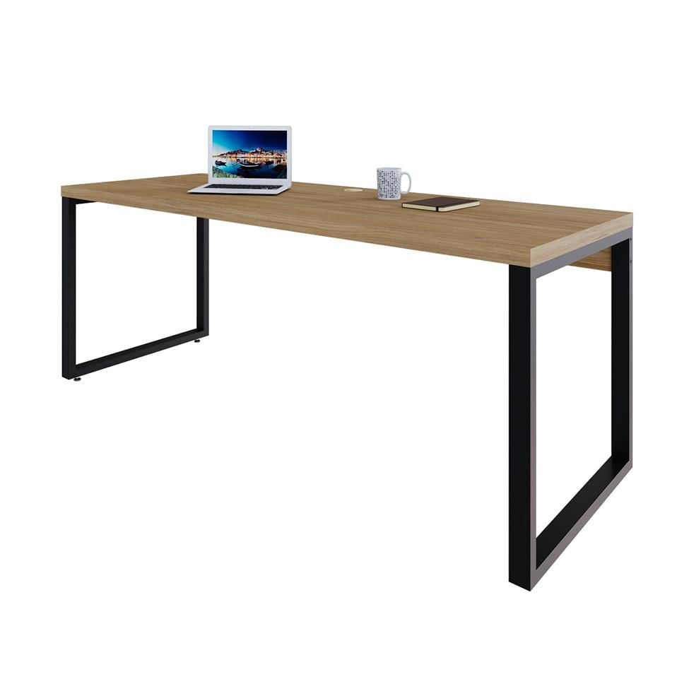 Mesa de Escritório Retangular Miguel Vermont e Preta 190 cm