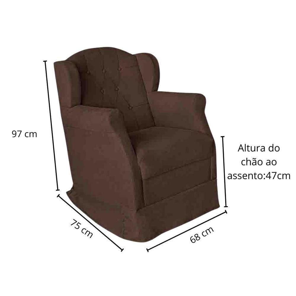 Poltrona Amamentação Balanço Confortável Suede Ariel Marrom