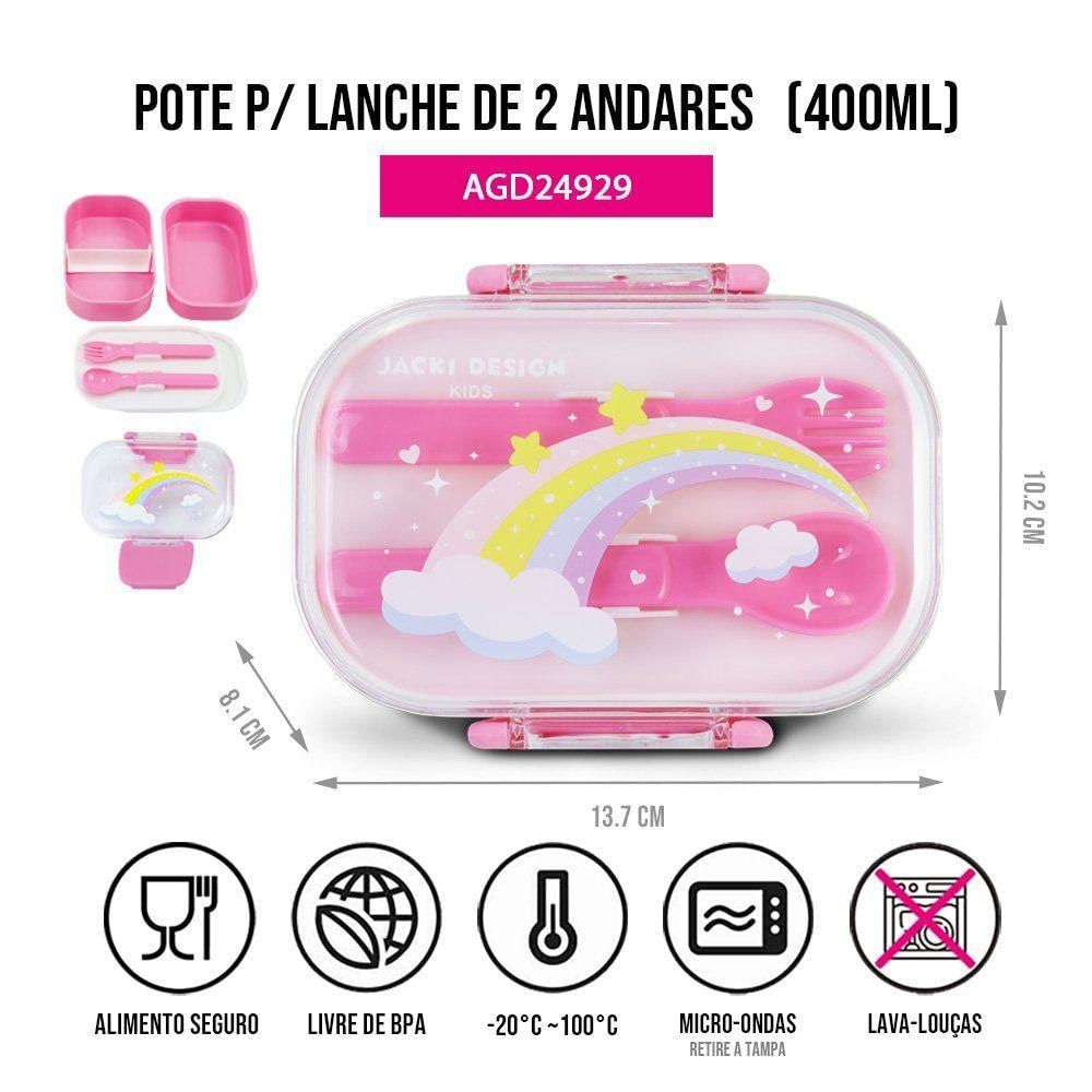 Pote P/ Lanche De 2 Andares Infantil 400ml Jacki Design - Piccolino Rosa