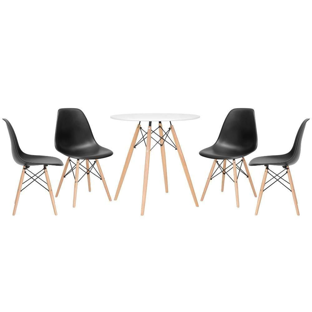 Mesa Eames 70 Cm Branco + 4 Cadeiras Eiffel Dsw Preto