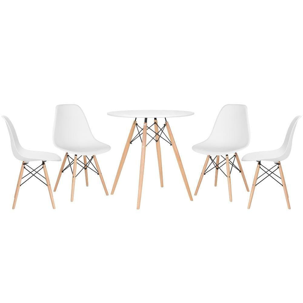 Mesa Eames 70 Cm Branco + 4 Cadeiras Eiffel Dsw Branco