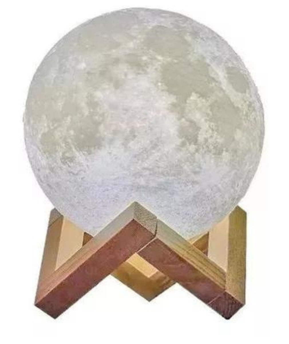 Abajur Luminária de Lua Cheia de Mesa Quarto Escritório Branco