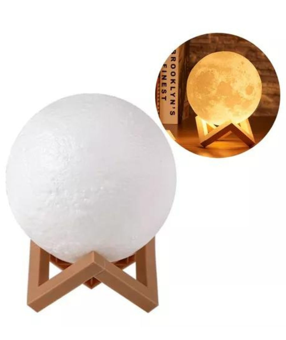 Abajur Luminária de Lua Cheia de Mesa Quarto Escritório Branco