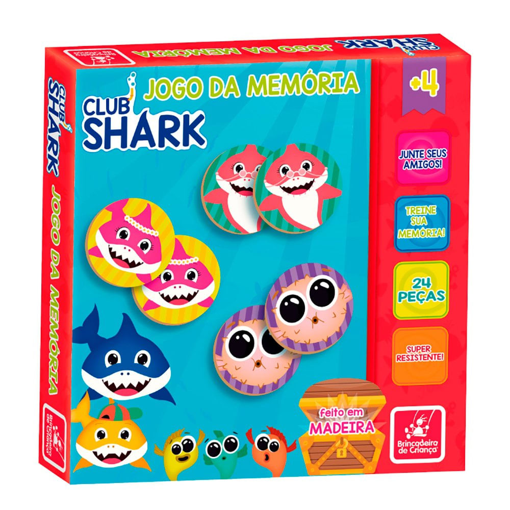 Jogo da Memória Club Shark - Madeira - 2260 - Brincadeira De Criança