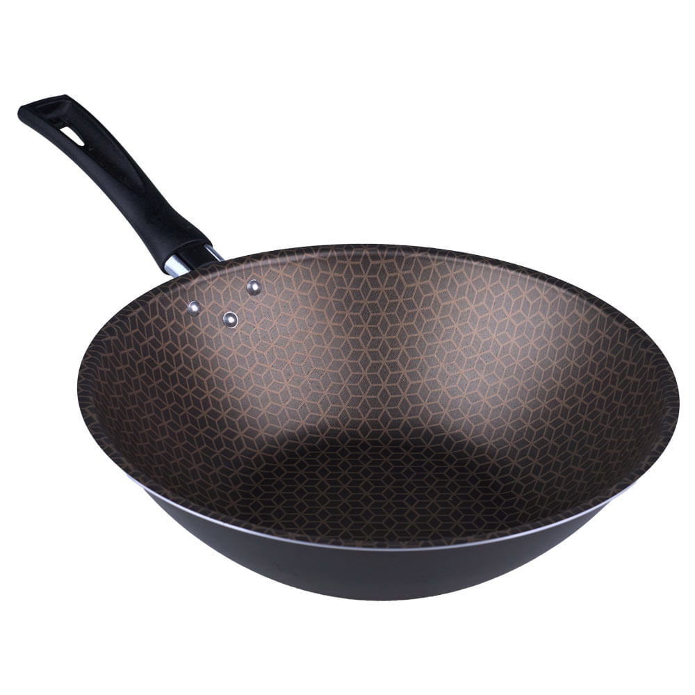 Frigideira Wok Antiaderente Oliveira 24cm Preta