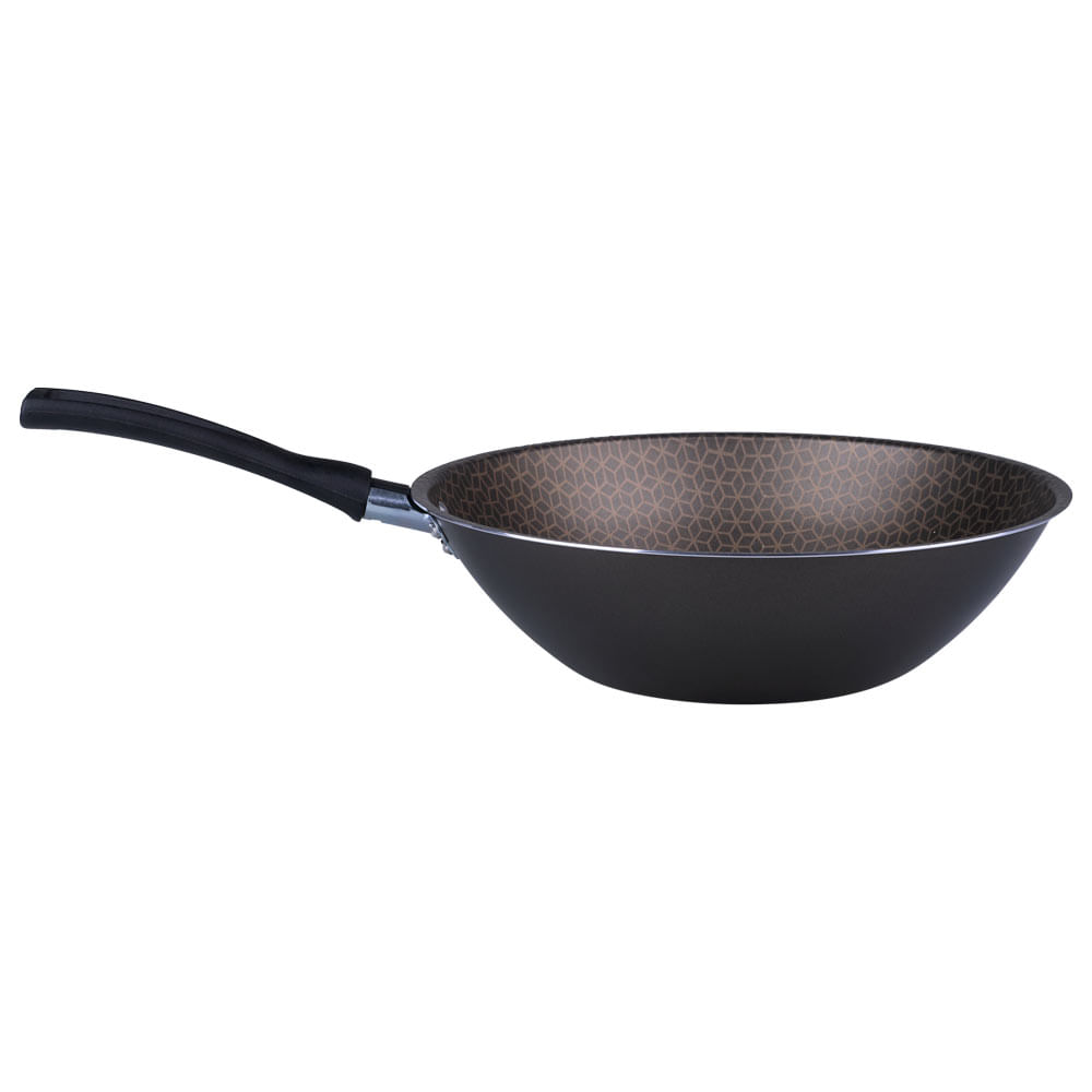 Frigideira Wok Antiaderente Oliveira 24cm Preta