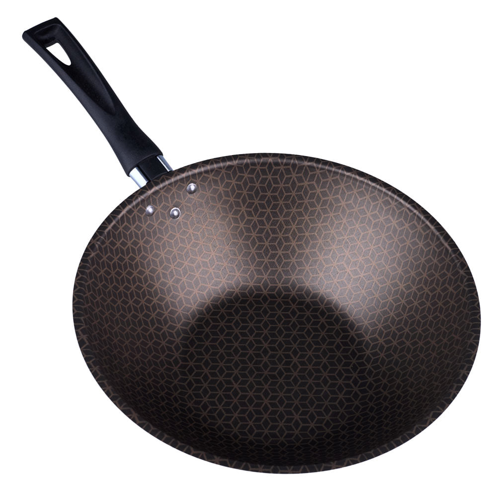 Frigideira Wok Antiaderente Oliveira 24cm Preta