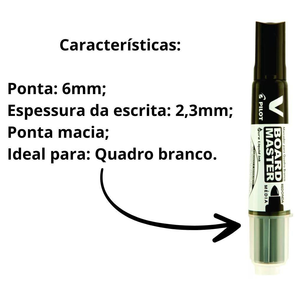 Kit Marcador Quadro Branco Azul E Preto + Apagador Pilot