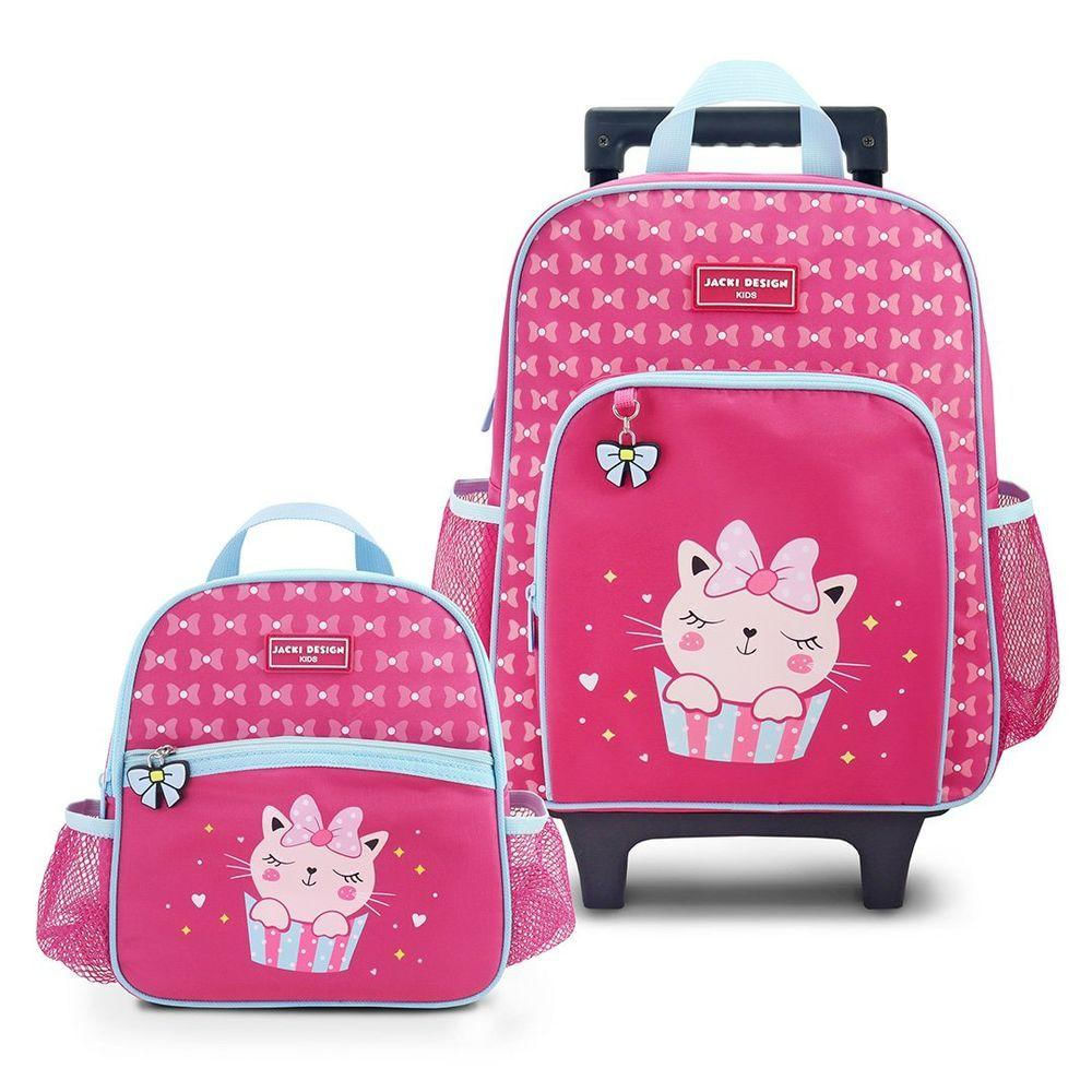 Conjunto De Mochila Com Rodinhas E Lancheira Térmica Infantil 4750ml Pink