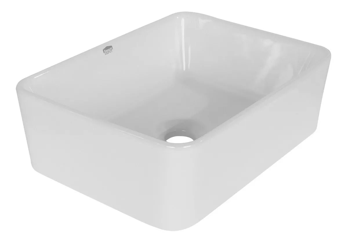 Cuba De Apoio Banheiro Pia Sobrepor Retangular Lavatorio Lavabo Slim Minimalista De Ceramica 40x30 Smart Depot