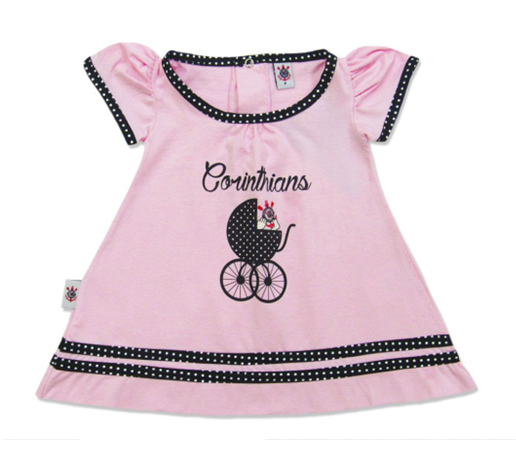 Vestido Bebê Corinthians Rosa Carrinho Oficial