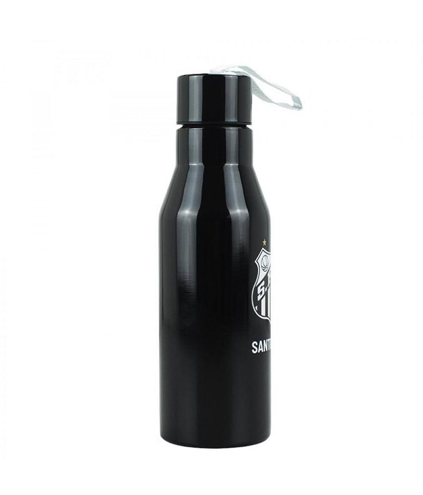 Garrafa Inox Santos Preta Com Tampa 600ml Oficial