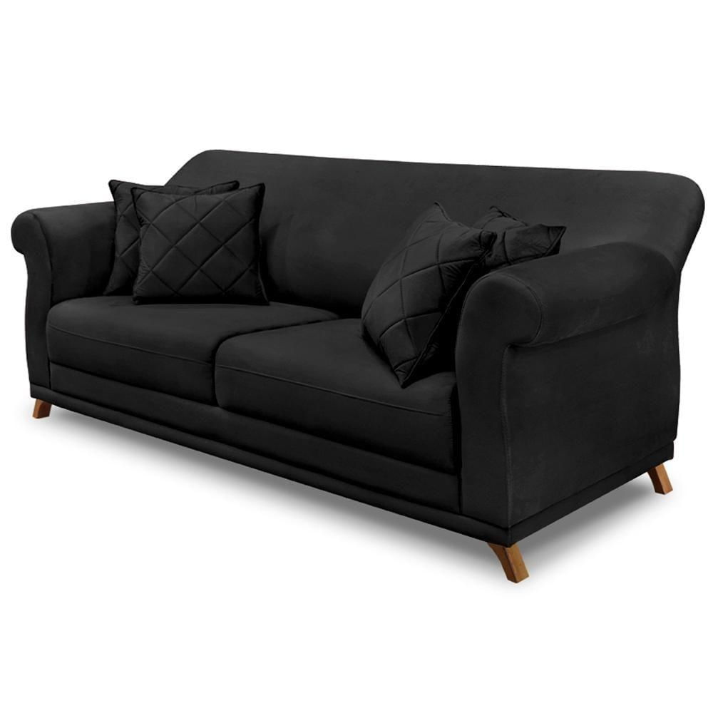 Sofa 3 Lugares Retro Polo 200cm Com Almofada Veludo 2237 Ezz 2237