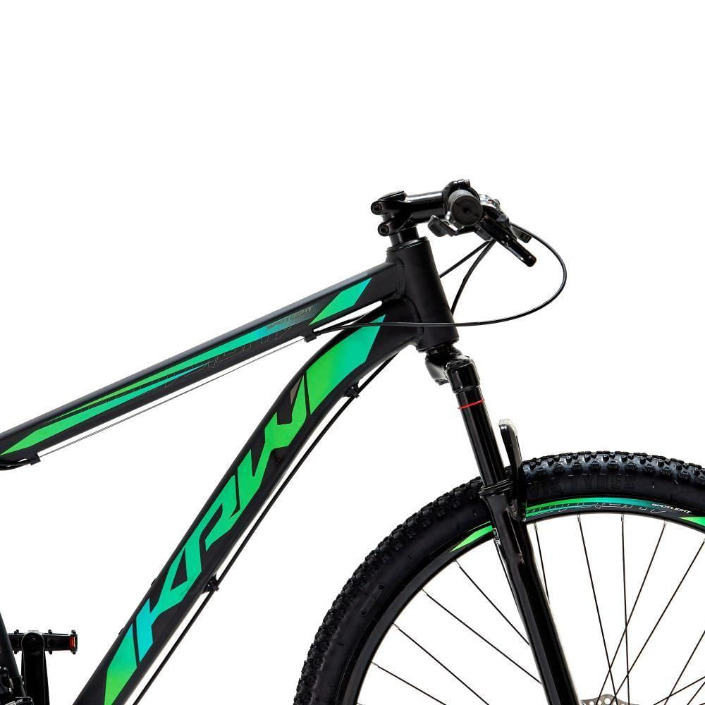 Bicicleta Aro 29 Krw Alumínio 27 Vel Freio A Disco Suspensão Dianteira S7 17 Preto-Verde