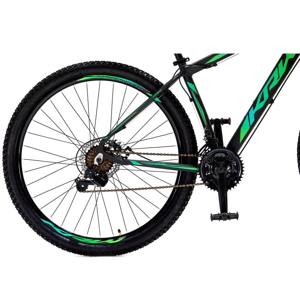 Bicicleta Aro 29 Krw Alumínio 27 Vel Freio A Disco Suspensão Dianteira S7 17 Preto-Verde