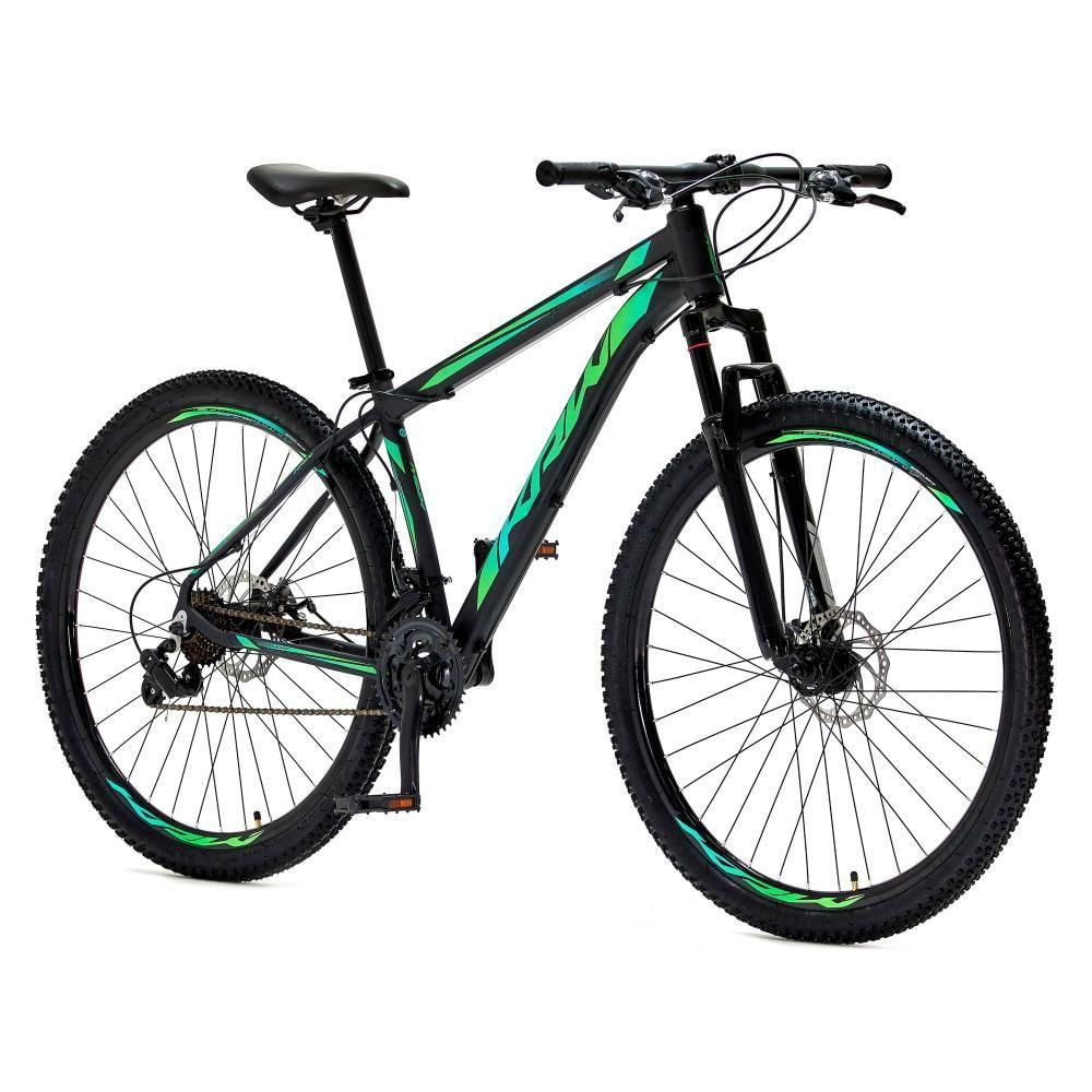 Bicicleta Aro 29 Krw Alumínio 27 Vel Freio A Disco Suspensão Dianteira S7 17 Preto-Verde