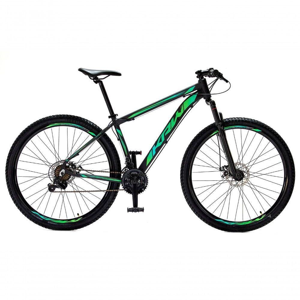 Bicicleta Aro 29 Krw Alumínio 27 Vel Freio A Disco Suspensão Dianteira S7 17 Preto-Verde