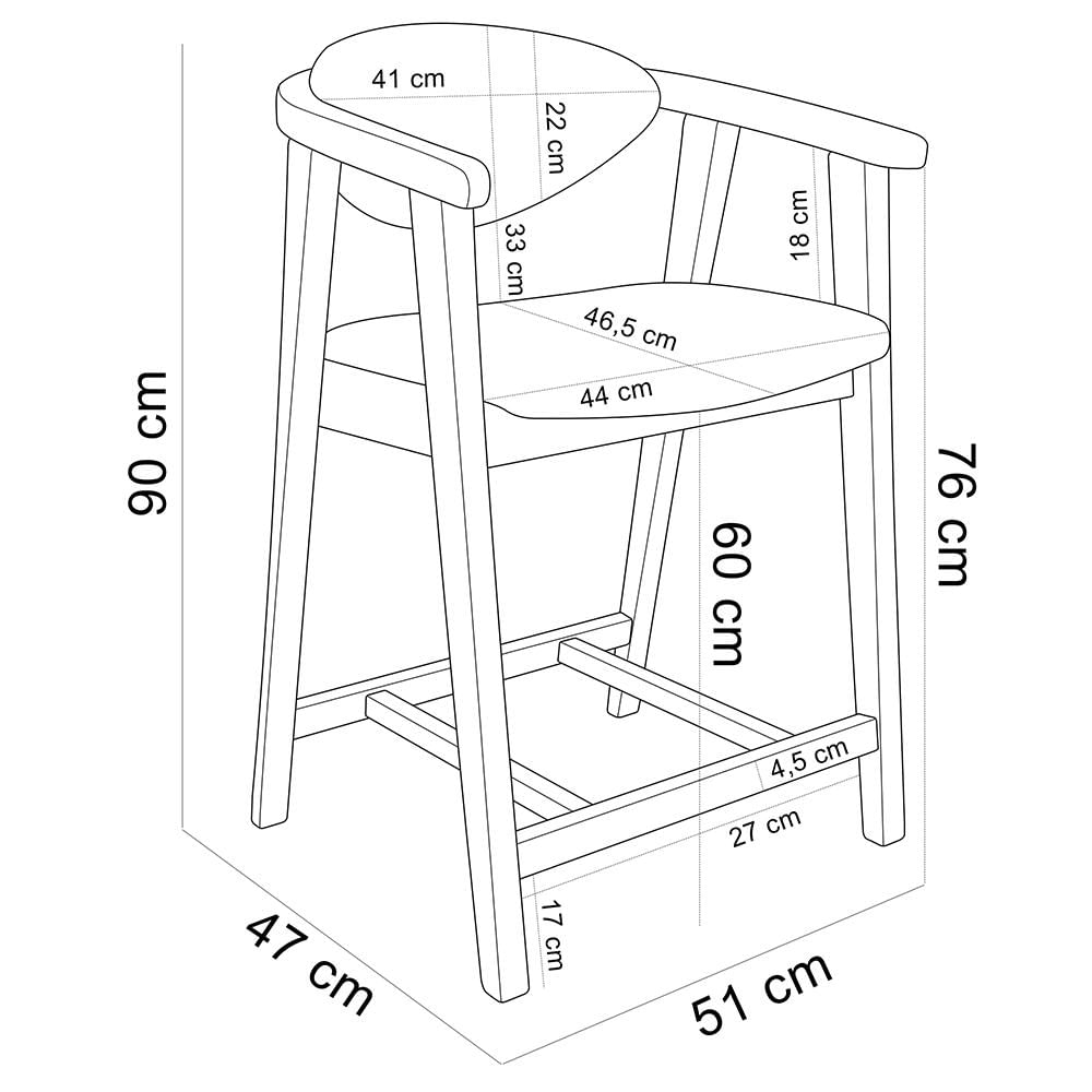 Banqueta Baixa Para Cozinha Sala de Jantar Bancada Cecília L02 Linho Bege Escuro - Lyam Decor