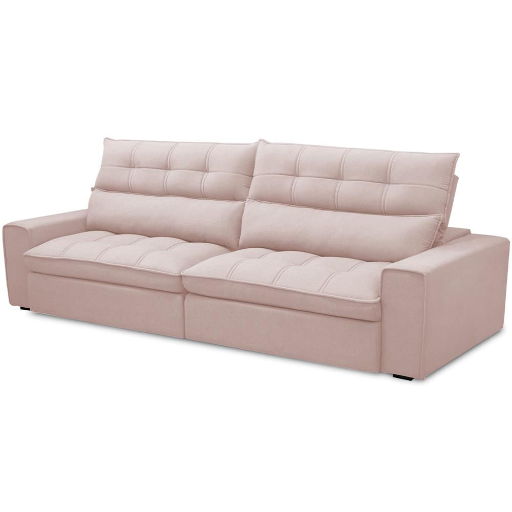 Sofá Retrátil Reclinável Para Sala de Estar Living 250cm Dimas F04 Veludo Rosê - Lyam Decor