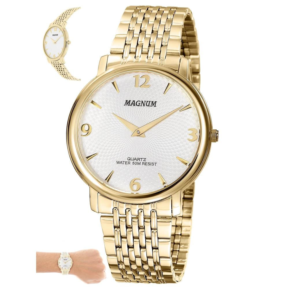 Relógio Magnum Masculino Ref: Ma21624h Slim Dourado