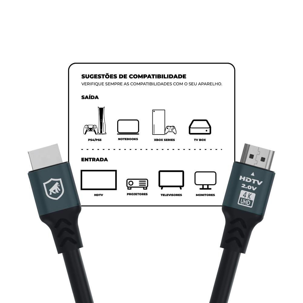 Cabo Survivor - Preto - HDMI - 2M