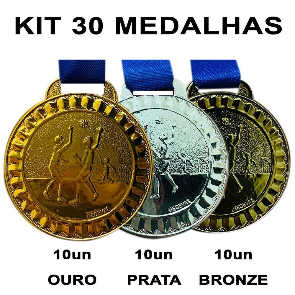 Kit 30 Medalhas De Handebol Esporte Competição 45mm De Aço sortida