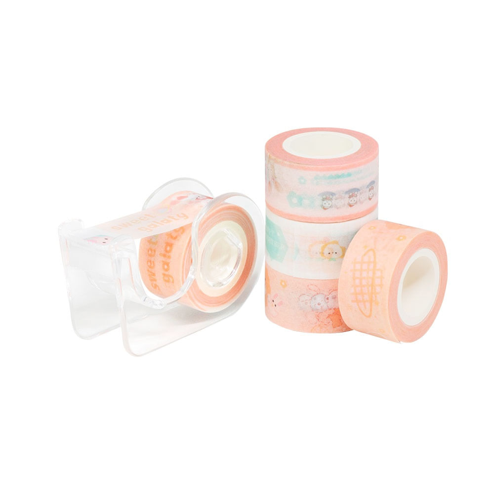 Fita Adesiva Washi Tape Com Mini Dispenser  Laranja - Brw