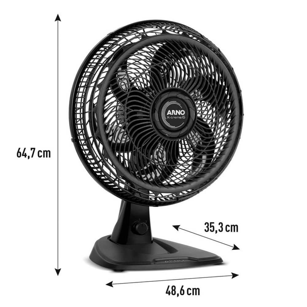 Ventilador De Mesa X-Treme 6, 2 Em 1 40 Cm 6 Pás 140W Arno Preto 127V