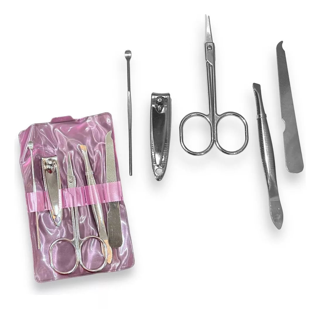 Kit Cortador De Unha Manicure Portatil Pinça Tesoura 5 Peças