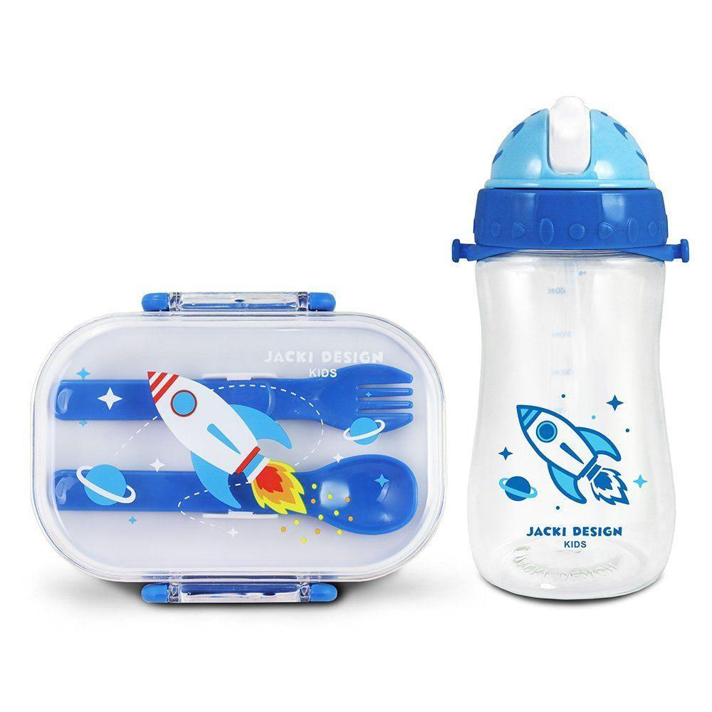 Kit Pote Marmita 400ml E Garrafa 460ml Infantil Piccolino Azul