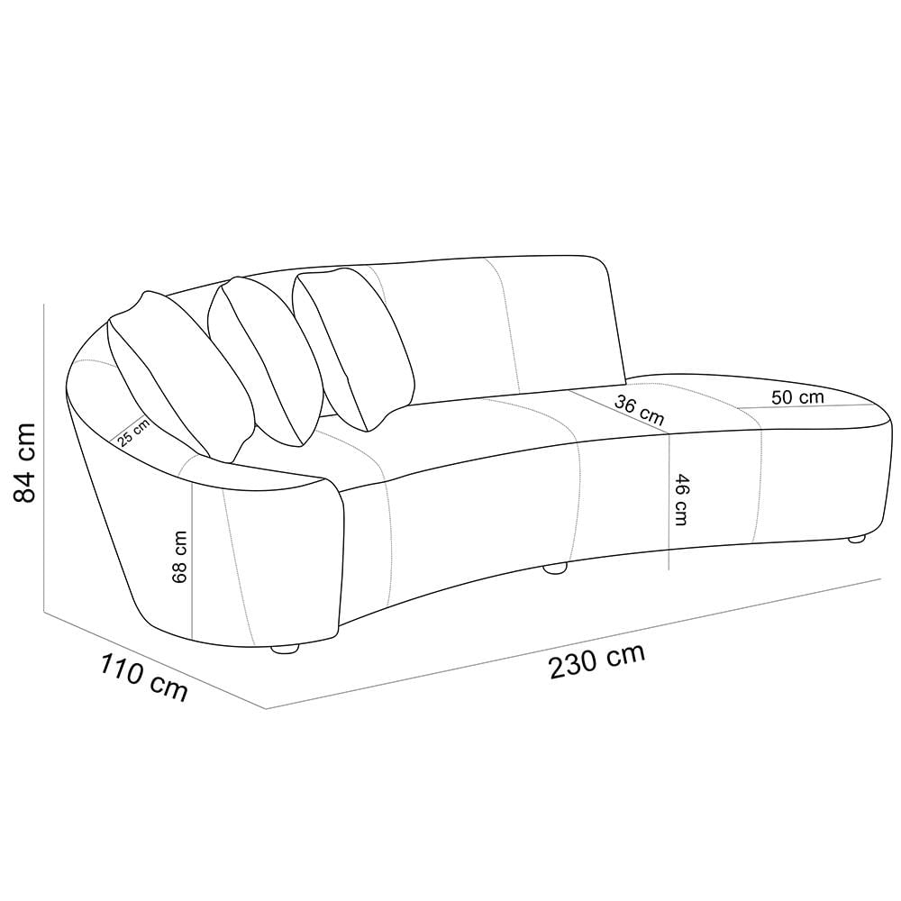 Sofá 3 Lugares Com Puff Orgânico Sala Living 230cm Adam T03 Couro Cristal Marrom - Lyam Decor