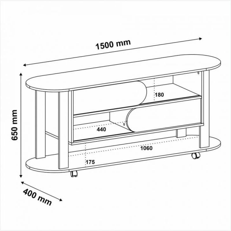 Conjunto para Sala de Estar Mundi com Rack para TV até 65 Polegadas, Mesa de Centro e Mesa Lateral Cedro e Off White