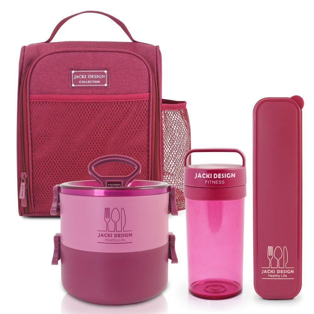 Conjunto Da Linha Joy Com Bolsa Térmica, Porta Talher, Pote De Marmita 2 Andares E Garrafa 430ml Vinho