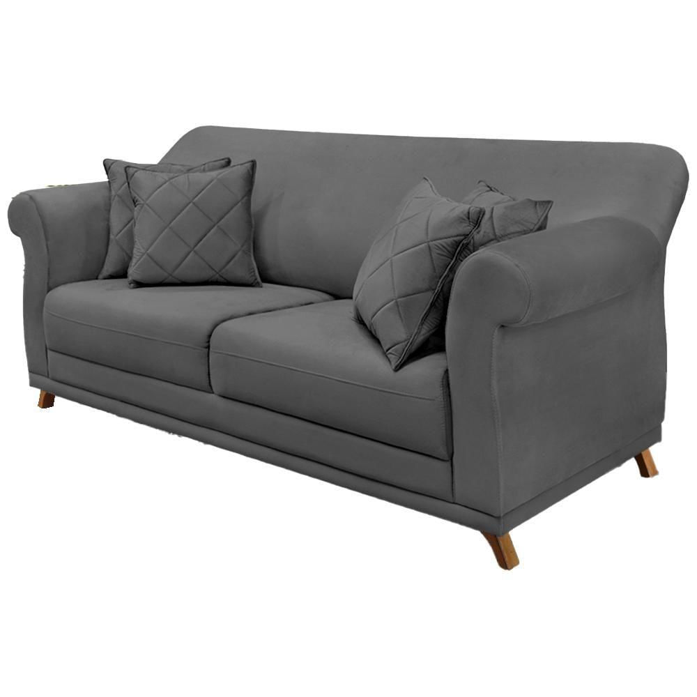 Sofa 3 Lugares Retro Polo 200cm Com Almofada Suede 1104 Ezz 1104