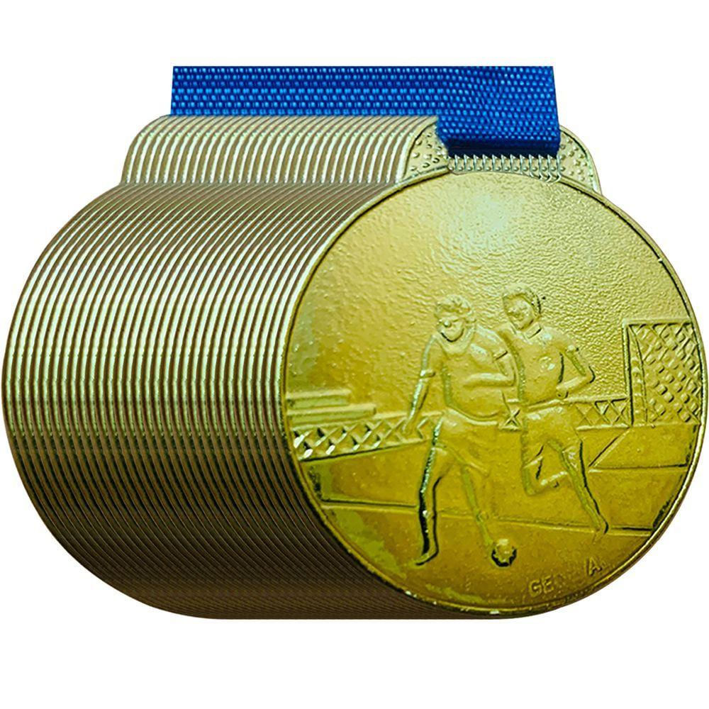 Kit 70 Medalhas De Futebol Futsal Premiação 3,5cm + Fitas bronze