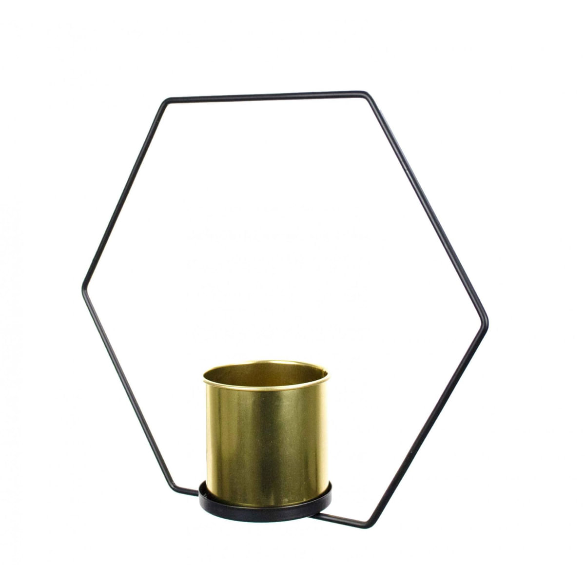 Vaso Decorativo Metal para Pendurar Dourado e Preto 29x33 cm - D'Rossi