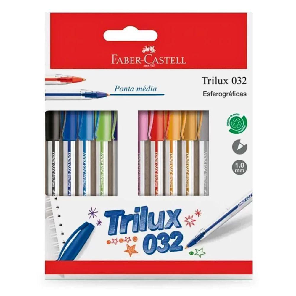 Caneta Esferográfica Trilux Com 10 Cores 5 Unidades Faber-castell