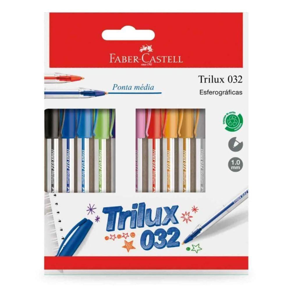 Caneta Esferográfica Trilux Com 10 Cores Faber-castell