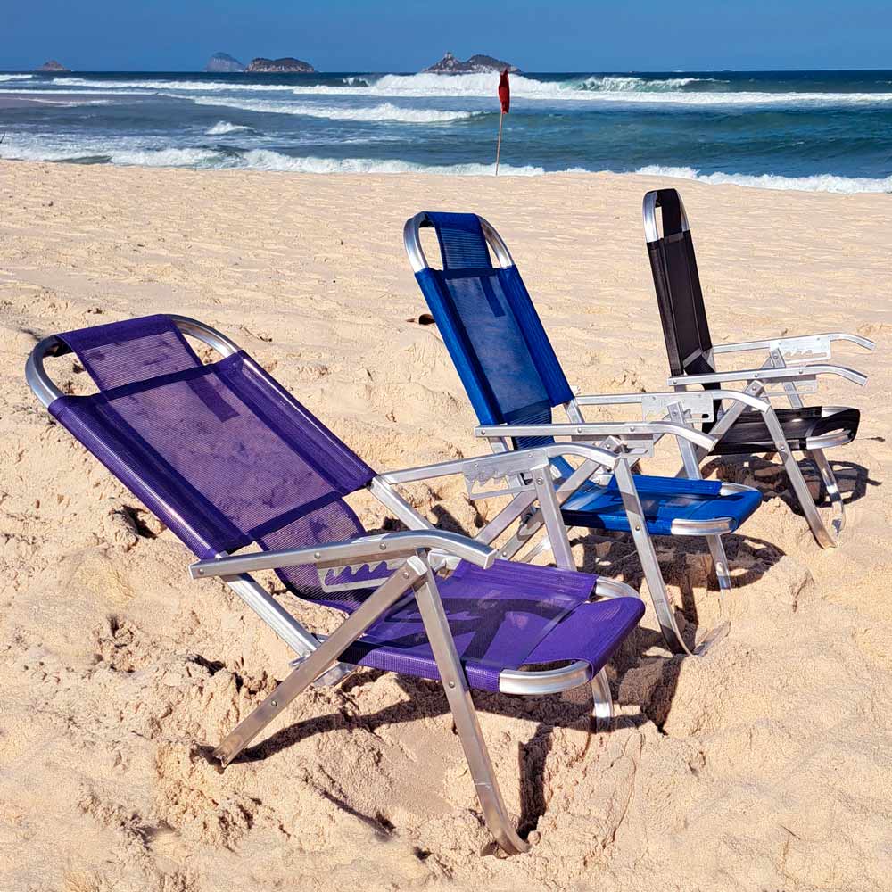 Cadeira de Praia Botafogo Ipanema BTF Reclinável Azul