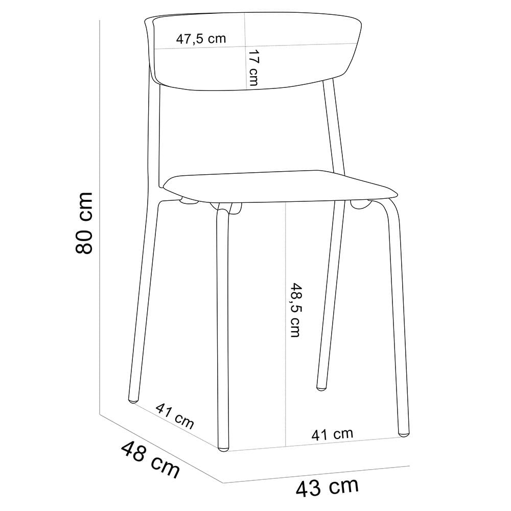 Kit 04 Cadeiras Empilhável Fixa Atom F02 Base Aço Nude - Lyam Decor