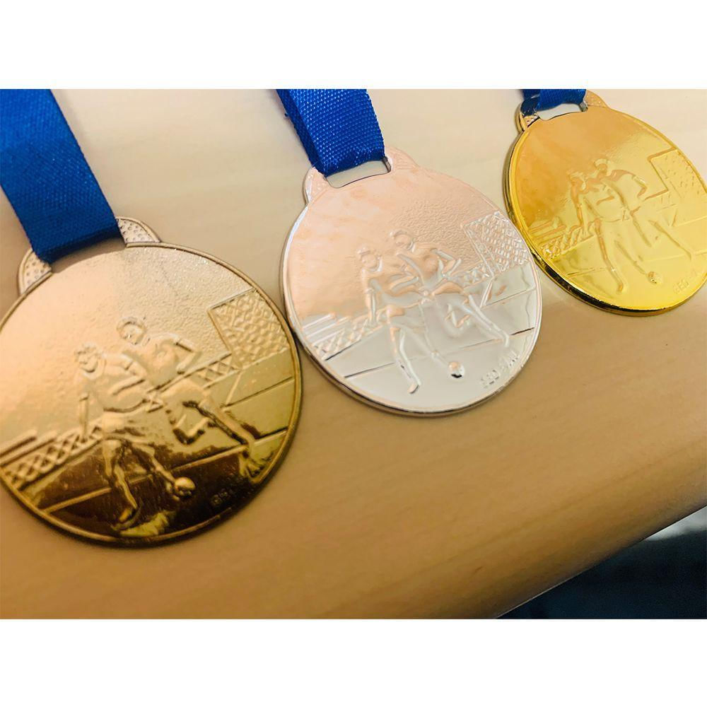 Medalha 3,5cm Futebol Futsal Escola Campeonato Premiação Aço prata