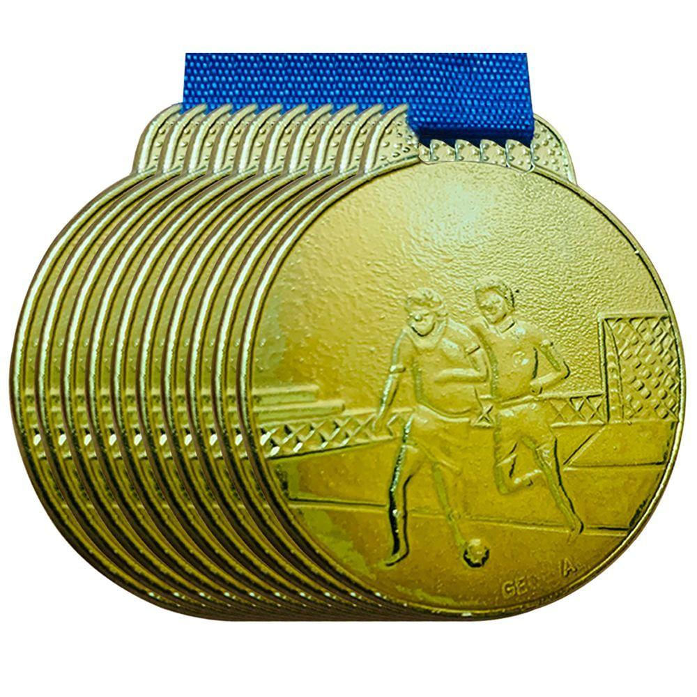 Kit 10 Medalhas 3,5cm Futebol Futsal Campeonato Premiação bronze