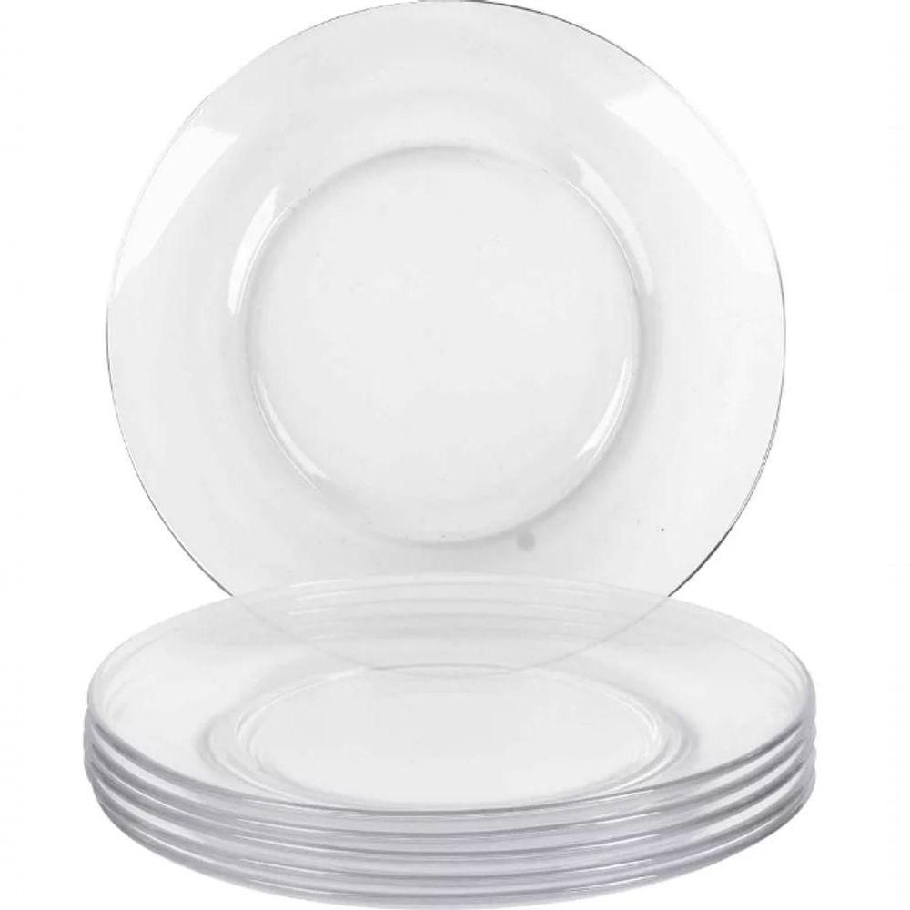 Conjunto De 24 Pratos De Vidro Raso 23cm Astral Duralex